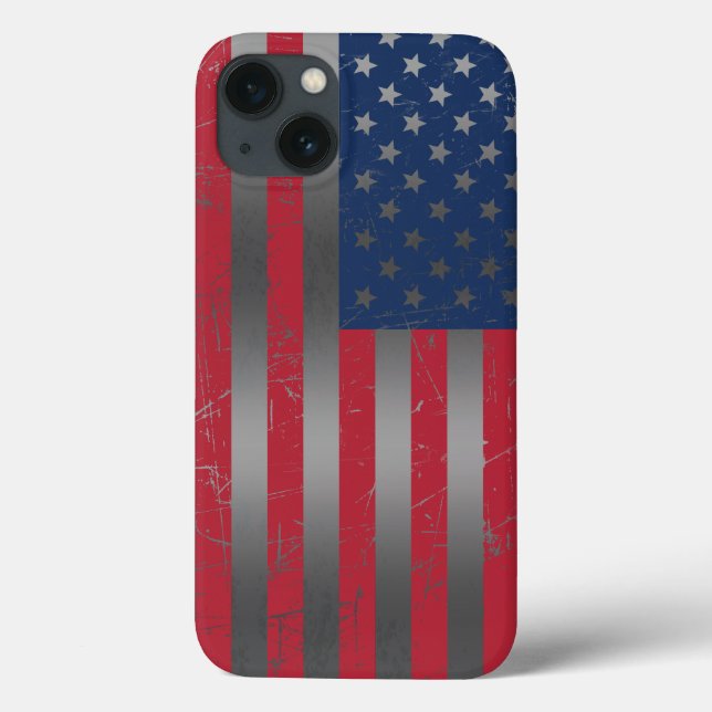 Distressed American Flag Metallic Background Case-Mate iPhone Case (Back)