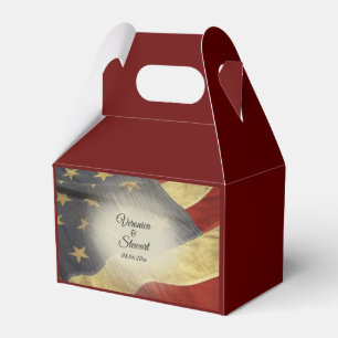 Distressed American Flag Names and Date Favor Box