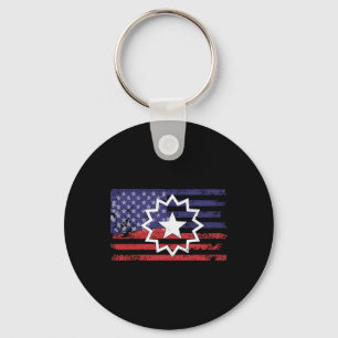Distressed American Flag Of Juneteenth Red White B Keychain