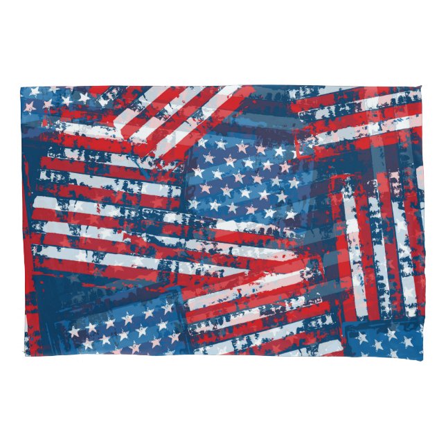 Distressed American Flag Painted Pattern Pillowcase (Front)