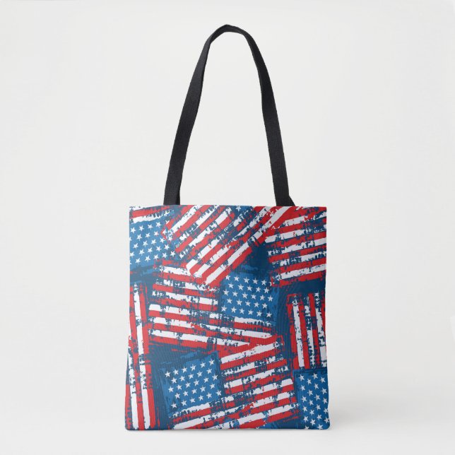 Distressed American Flag Painted Pattern Tote Bag (Front)