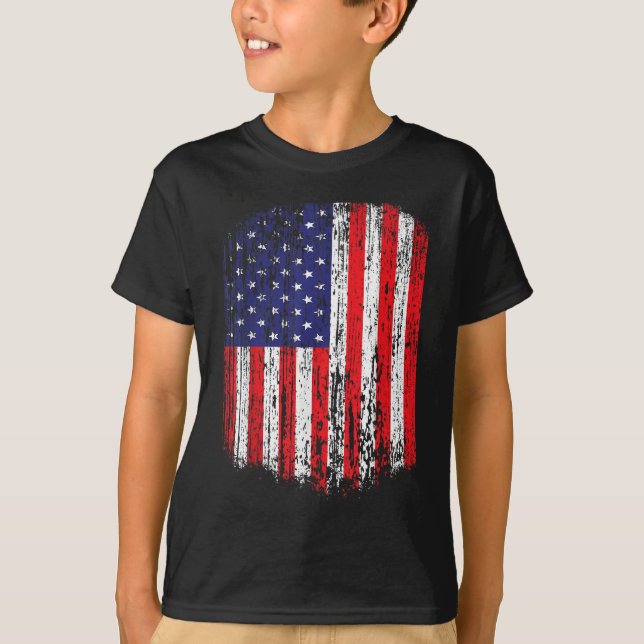 Distressed American Flag Patriotic T-Shirt (Front)