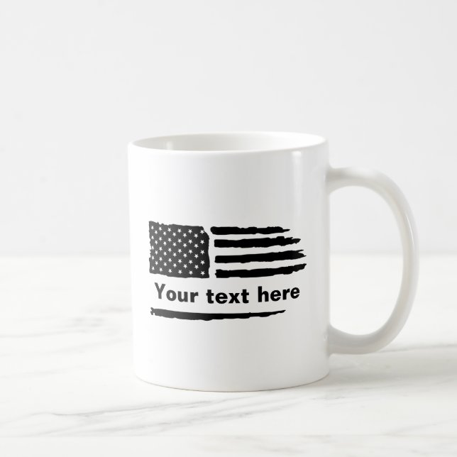 Distressed American Flag - Personalized - Custom Coffee Mug (Right)
