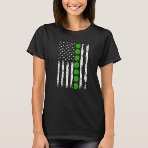 Distressed American Flag Pickleball Sports Mens W T-Shirt