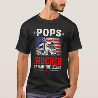 Distressed American Flag Pops Trucker The Legend R T-Shirt