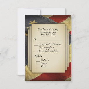 Distressed American Flag RSVP with Entree Choice Card