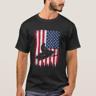 Distressed American Flag Snowmobiling Snowmobile S T-Shirt