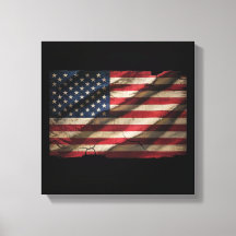 Distressed American Flag Square Canvas Print