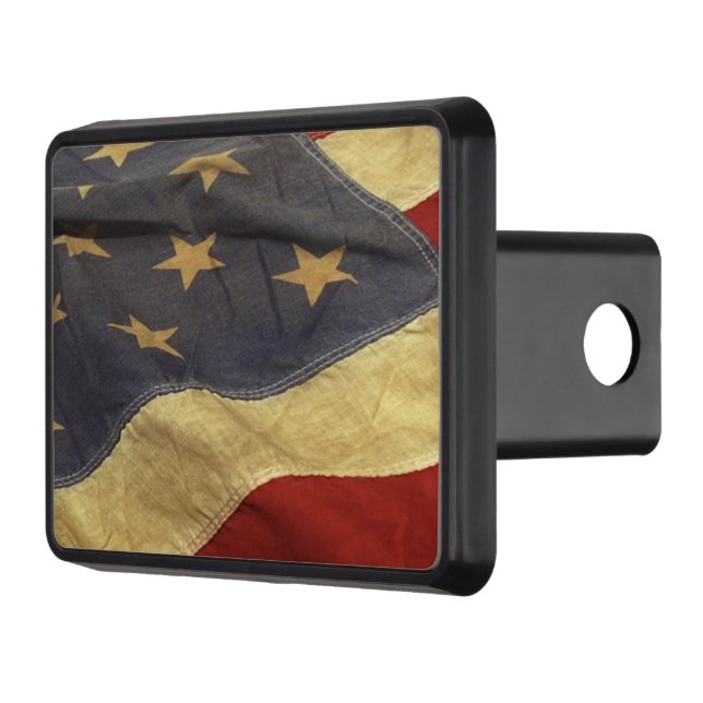 Distressed American Flag Trailer Hitch Cover (Left)