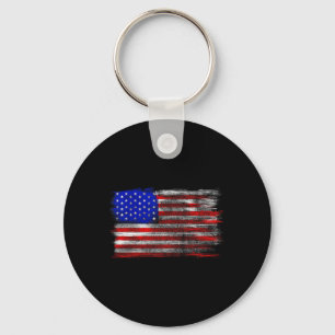 Distressed American Flag - United States Usa T Shi Keychain