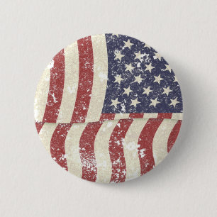 Distressed American Flag - vertical 2 Inch Round Button