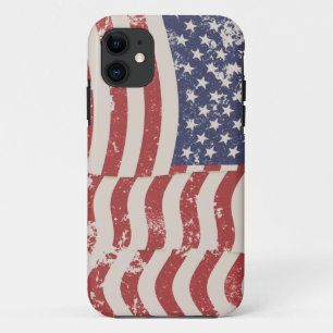 Distressed American Flag - vertical iPhone 11 Case