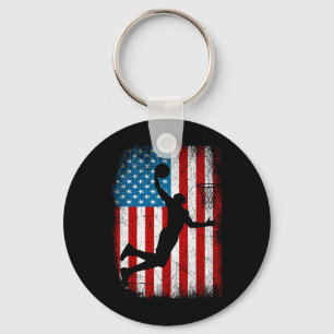 Distressed American Flag Vintage Bysketbyll 4th Of Keychain