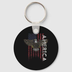 Distressed American Flag Vintage Usa Flags Men Wom Keychain