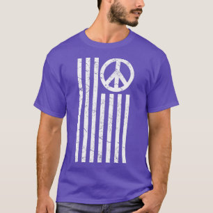Distressed American Flag with Peace Sign (2) T-Shirt