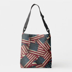 Distressed American Flags Crossbody Bag