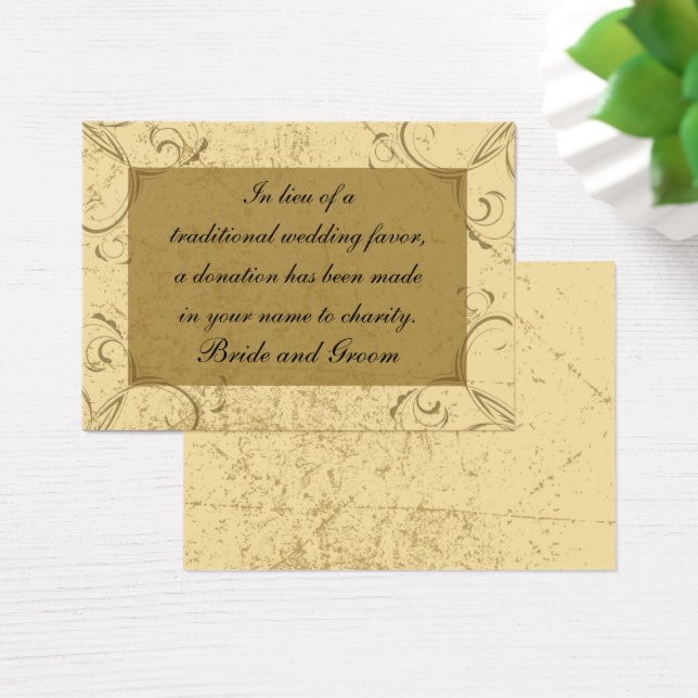 Distressed and Elegant Wedding Charity Favour Card (Desk)
