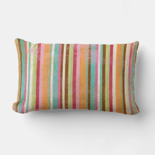 Distressed and worn out stripes lumbar pillow