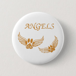 Distressed Angel Pet Paws 2 Inch Round Button