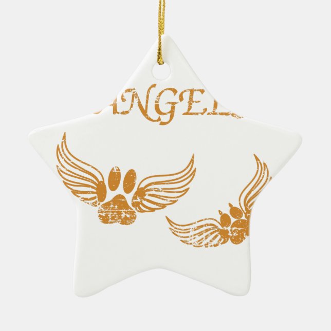 Distressed Angel Pet Paws Ceramic Ornament (Front)