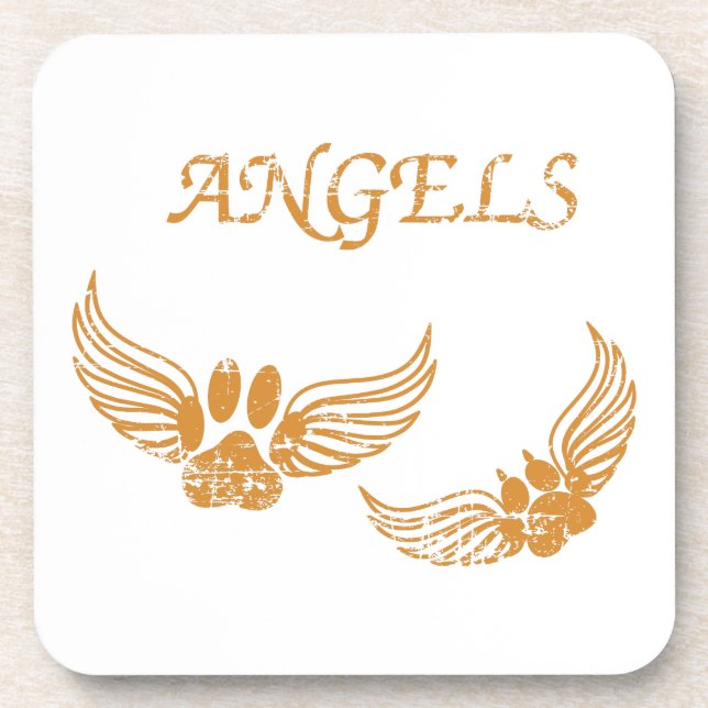 Distressed Angel Pet Paws Coaster (Front)