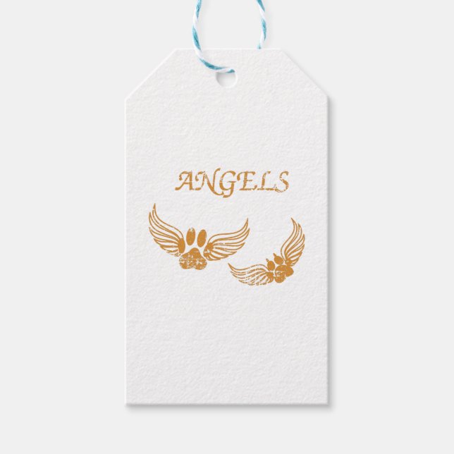 Distressed Angel Pet Paws Gift Tags (Front)