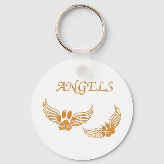 Distressed Angel Pet Paws Keychain (Front)