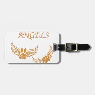 Distressed Angel Pet Paws Luggage Tag