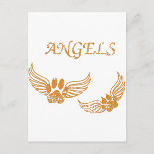 Distressed Angel Pet Paws Postcard
