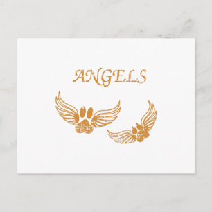 Distressed Angel Pet Paws Postcard