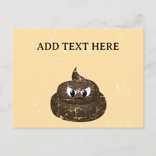 Distressed Angry Cartoon Poop Custom Text Postcard (Front)