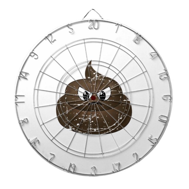 Distressed Angry Cartoon Poop Dartboard (Front)