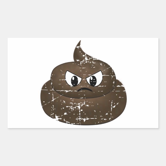 Distressed Angry Cartoon Poop Sticker (Front)