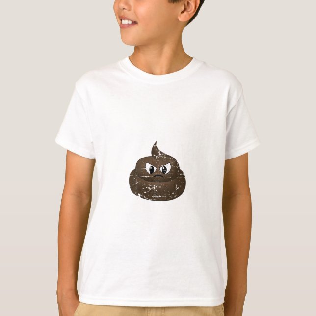 Distressed Angry Cartoon Poop T-Shirt (Front)