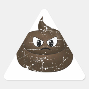 Distressed Angry Cartoon Poop Triangle Sticker