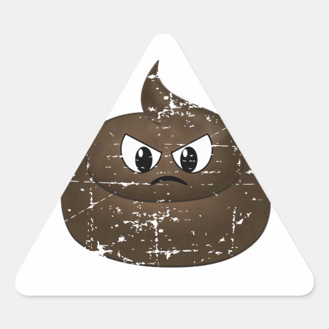 Distressed Angry Cartoon Poop Triangle Sticker (Front)
