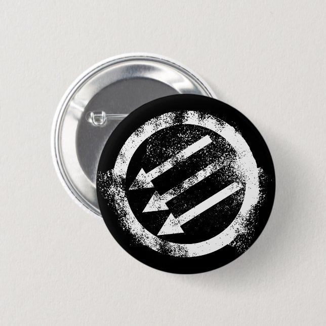 Distressed Anti-Fascist Iron Front 2 Inch Round Button (Front & Back)