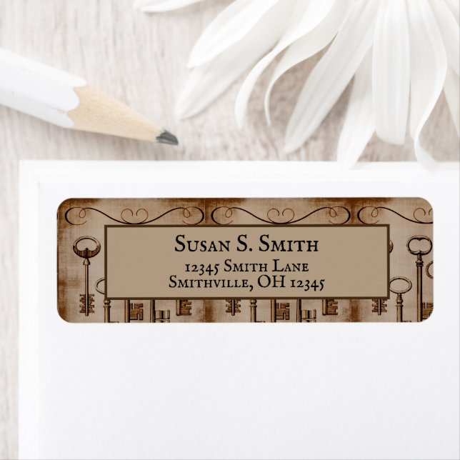 Distressed Antique Skeleton Keys Adresse de retour (En situation)