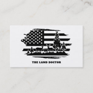 *~* Distressed AP27 US Flag Forest Landscape Business Card