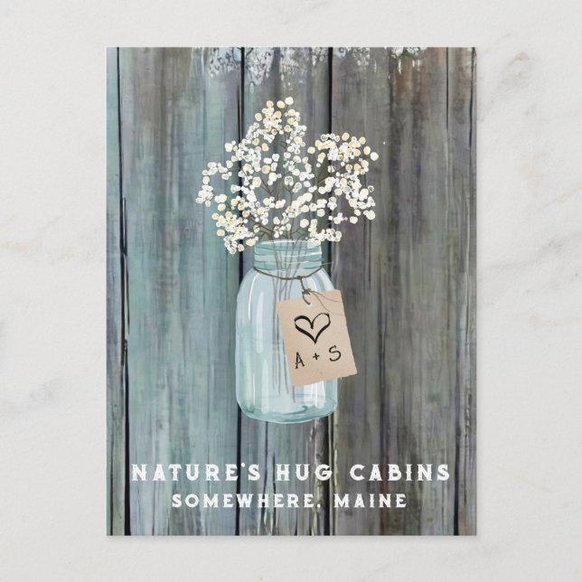 *~*  Distressed AP49 QR Mason Jar Holiday Postcard (Front)