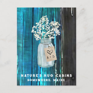 *~*  Distressed AP49 QR Mason Jar Holiday Postcard