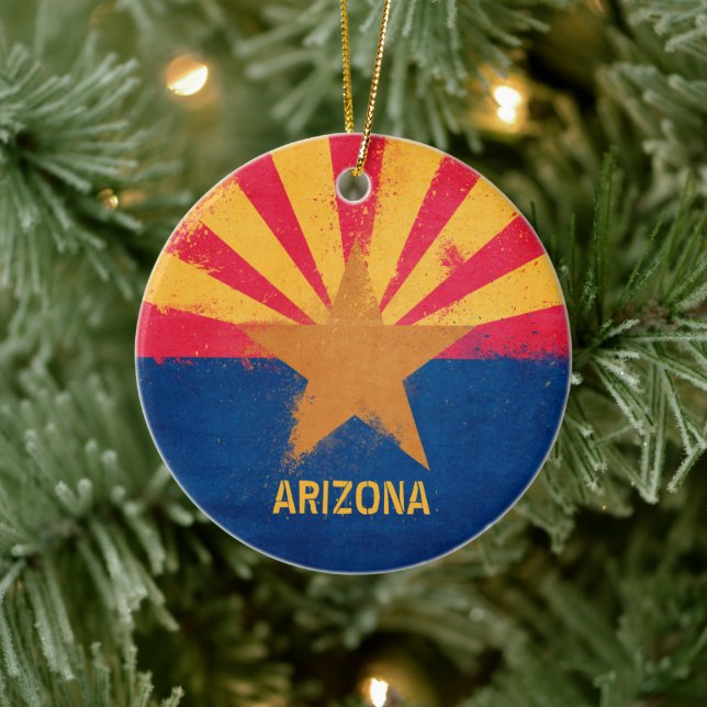 Distressed Arizona State Flag  Ceramic Ornament (Tree)