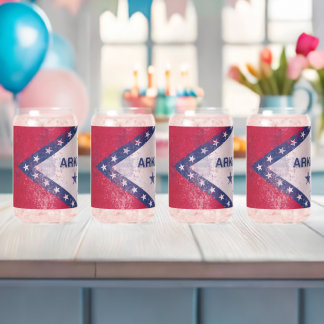 Distressed Arkansas Flag Can Glass