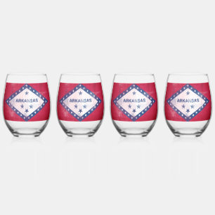 Distressed Arkansas Flag  Stemless Wine Glass