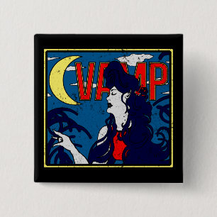 Distressed Art Nouveau Vampire Rock Guitar Queen 2 Inch Square Button