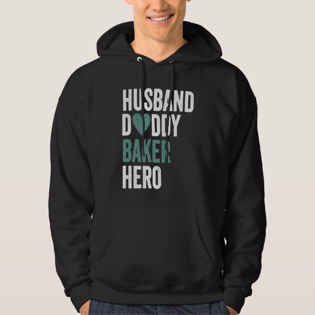 Distressed Baker  Husband Daddy Baker Hero Hoodie (Front)