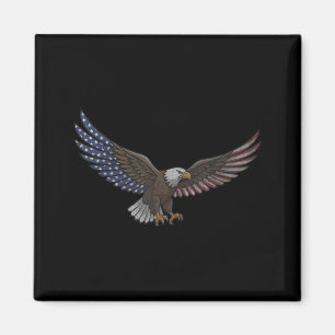 Distressed Bald Eagle Flying Grungy American Flag Magnet