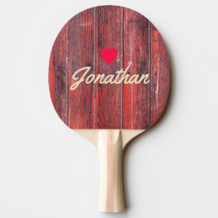 Distressed Barn Boards Vintage Heart Signature Ping Pong Paddle