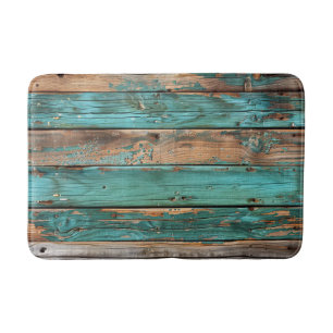 Distressed Barn Wood Teal Aqua Shabby Chic Bath Mat
