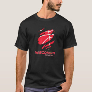 Distressed Basketball The Badger State Home Wiscon T-Shirt